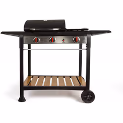 Barbecue Mix gril et plancha - Taille de la grille de cuisson : 48 x 42 cm - Taille de la plaque de cuisson : 22 x 42 cm - Co ...