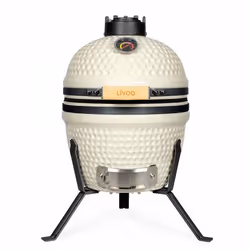 Livoo DOC283, Barbecue/grill Kamado, Charbon de bois (combustible), Extérieure, Chaudron, Grille, Crème