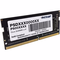Barette Mémoire Patriot Signature SO-DIMM DDR4 CL22 - Fréquence : 3200 MHz - Capacité : 8 Go - Voltage : 1.2V