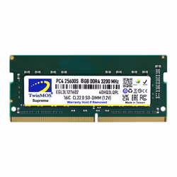 Barrette Mémoire TWINMOS Pour Pc Portable - Capacité: 8Go - Technologie: DDR4 - Fréquence mémoire: 3200 MHz - Tension de fonc ...