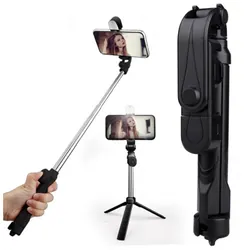 Bâton Selfie Bluetooth Avec Trépied Et Lampe Noir