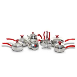 Batterie Inox Oms 16 Pièces 18/10 Rouge