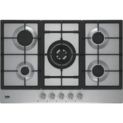 Beko HIAW 75225 SL plaque Noir, Acier inoxydable Intégré 75 cm Gaz 5 zones