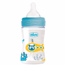 Biberon CHICCO Sous-marin - Age: Dès la naissance - Contenance: 150ml - Anti-coliques - La forme symétrique, plate et allongé ...