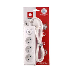 Bloc Multiprise SOMEF 3 Modules Avec Bouton poussoir 3 M - Blanc