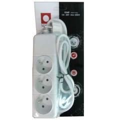 Bloc Multiprise SOMEF 3 Modules Sans Interrupteur 1.4M - Blanc