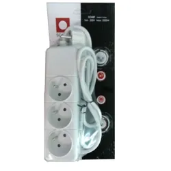 Bloc Multiprise SOMEF 3 Modules Sans Interrupteur 1.4M - Blanc