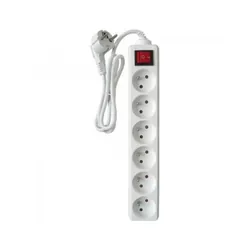 Bloc Multiprise SOMEF 6 Modules Avec Interrupteur 5 M - Blanc