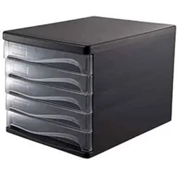 Bloc tiroir ARK 5 étages - Noir & Transparent