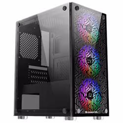 Boîtier Mini Tour pour carte mère Micro-ATX/Mini-ITX - Façcade et fenêtre latérale en verre trempé - 4 emplacements de ventil ...