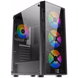 Boîtier Moyen Tour pour carte mère ATX/M-ATX/Mini-ITX - Fenêtres en verre trempé sur le côté et à l'avant - 6 emplacements de ...
