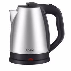 Bouilloire Sans Fil FLORIA - Puissance: 1500 Watts - Capacité: 2 Litres - Base rotative à 360 degrés - Corps en acier inoxyda ...