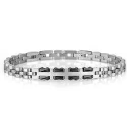 Bracelet Homme Polo Santa Barbara Argent Et Noir (SBJ.6.1080-1)