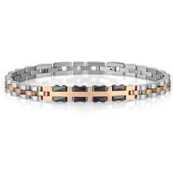 Bracelet Homme Polo Santa Barbara Argent Et Rose Gold (SBJ.6.1080-3)