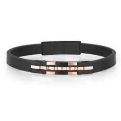 Bracelet Homme Polo Santa Barbara Noir Et Rose Gold (SBJ.6.1087-4)