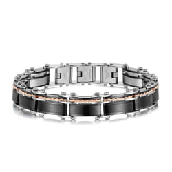 Bracelet Homme Santa Barbara Polo Noir Et Gold (SBJ.6.1042-3)