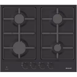 Brandt BPE6341BA - Plaque de cuisson encastrable gaz, 4 feux, 60 cm, grilles émaillées, allumage intégré, sécurité thermocouple, noir