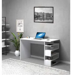 Bureau Avec Rangement Zigzag Blanc