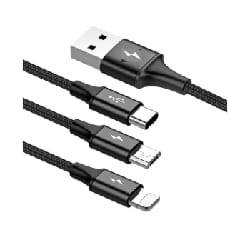 Câble Chargeur TRAXDATA 3En 1 M06 Lightning Type-C Micro USB - Noir