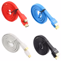 Câble HDMI Plat - Mâle / Mâle - Longueur 3M - Couleurs: Noir, Blanc, Bleu, Violet, Jaune, Orange, Rose, Vert