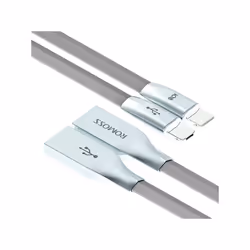 Câble Plat 2 en 1 USB vers Micro & Lightning - Longueur: 1 mètre - Câble plat en diamant TPE - Boîtier en alliage de chrome - ...