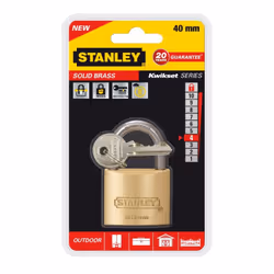 Réf : S742-031 - Cadenas extérieur laiton avec 2 clés - Taille: 40mm - Couleur: Or - Matière: Laiton, Acier inoxydable - Fiab ...
