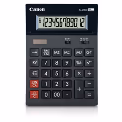 Calculatrice de bureau CANON AS-2200 - 12 chiffres - Taille de l'écran d'affichage: 91.5 x 23.8 mm - Calcul constant - Foncti ...