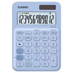 Calculatrice de bureau Casio MS-20UC - 12 chiffres- Grand écran - Double alimentation (pile + énergie solaire) - Calcul de ...