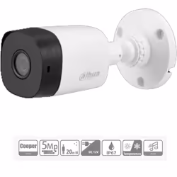 Caméra Extérieur Dahua  HD Tube Ir20 - Résolution de Capteur : 5 MP - Résolution : 2880 (H) × 1620 (V) - Objectif : fixe 3,6  ...