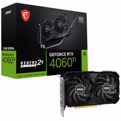 Carte Graphique MSI GeForce RTX 4060Ti VENTUS 2X Black OC - Taille mémoire vidéo: 16 Go - Type de mémoire: GDDR6 - Type Carte ...