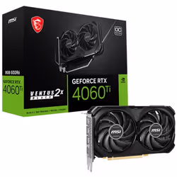Carte Graphique MSI GeForce RTX 4060Ti VENTUS 2X BLACK OC - Taille mémoire vidéo: 8 Go - Type de mémoire: GDDR6 - Type Carte ...