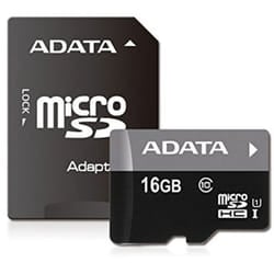 Carte Mémoire Adata 16 Go Micro SDHC Class 10 Avec Adaptateur