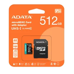 Carte Mémoire Adata Micro SD 512 Go Classe 10 Avec Adaptateur