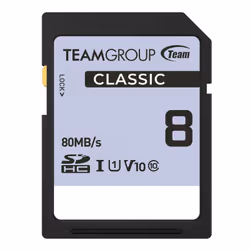Carte mémoire TeamGroup CLASSIQUE SDHC UHS-I U1 V10 - Capacité 8 Go - Prend en charge l'enregistrement vidéo et la prise de p ...
