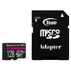 Carte Mémoire TeamGroup Micro SDXC Pro V30 U3 128 Go avec Adaptateur