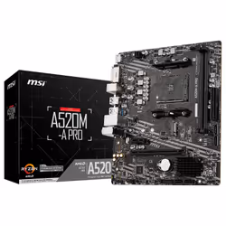 Carte Mère Gamer Msi Pro A520m-A - Socket : AMD AM4 - Capacité mémoire de RAM : 64 Go - Type de mémoire : DDR4 4600+ MHz - Fo ...