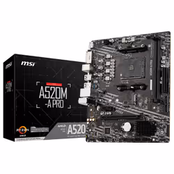 Carte Mére MSI A520M-A PRO - AMD Socket AM5 pour les processeurs de bureau AMD Ryzen série 7000 - Prise en charge de la mémoi ...