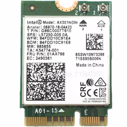 Carte Wi-Fi 6 Intel AX201 Bluetooth Double Band Up to 2.4 Gbps