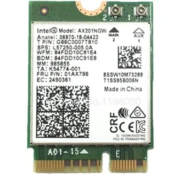 Carte Wi-Fi 6 Intel AX201 Bluetooth Double Band Up to 2.4 Gbps
