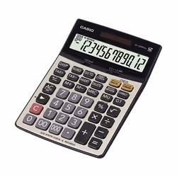 Casio DJ-220D Plus, Bureau, Calculatrice basique, 12 chiffres, 1 lignes, Batterie/Solaire, Noir, Argent