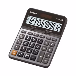 Casio DX-120B, Bureau, Calculatrice à écran, 12 chiffres, Batterie/Solaire, Noir, Gris