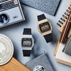 Casio Vintage F-91WM-9ADF montre Montre bracelet Unisexe Or Noir, Marron