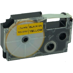 Cassette Cartouche CASIO 12mm noir sur jaune pour imprimante d´étiquette (XR-12YW1)