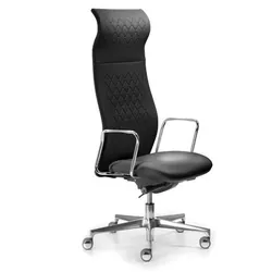 Chaise de Direction Grangala En Simili Cuir Avec Accoudoirs Fixe & Repose tête - Noir