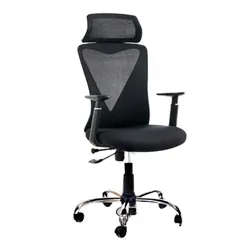 Chaise Directeur Dark Mesh Base Chrome Noir