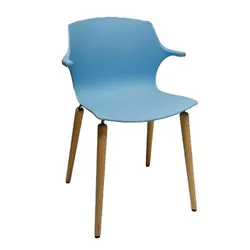 Chaise Frill Avec Pieds Scandinave Fixe & Accoudoirs Integrés - Bleu