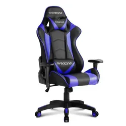Chaise Pilote Gaming En Tissu Avec Accoudoirs Rembourrés - Noir&Bleu