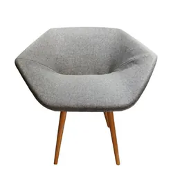 Chaise Rond En Tissu Avec Pieds Scandinave Fixe Pour Salon - Gris (CH0033)