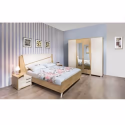 Chambre Adulte AMBIANCE - Lit 200×160 cm (H120/L208/P210 cm) - Table de nuit (H45/L53,5/P49 cm) - Coiffeuse (H180/L90/P56 cm) ...