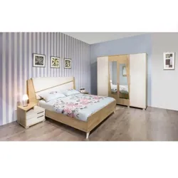 Chambre adulte ambiance Denver 200x160cm 4 portes beige élégante